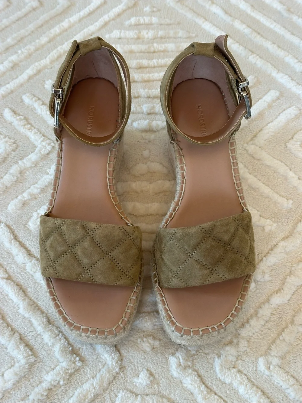Nordstrom Carmen Olive Green Espadrille Wedge Sandals Boho Coastal Resort Size 6